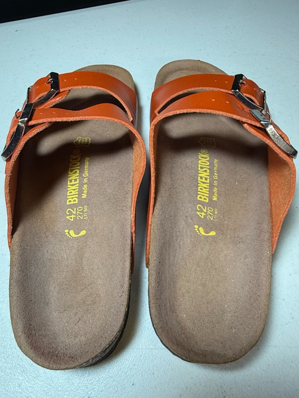 Birkenstocks Arizona Unisex Vegan Sandals, 42 R - Orange - Picture 3 of 4